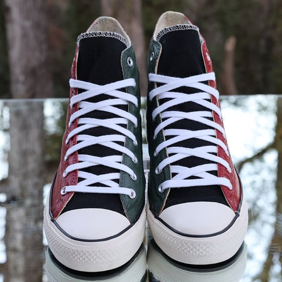 Converse Chuck Taylor All Star High Top Custom Red Black Green - Picture 9 of 14